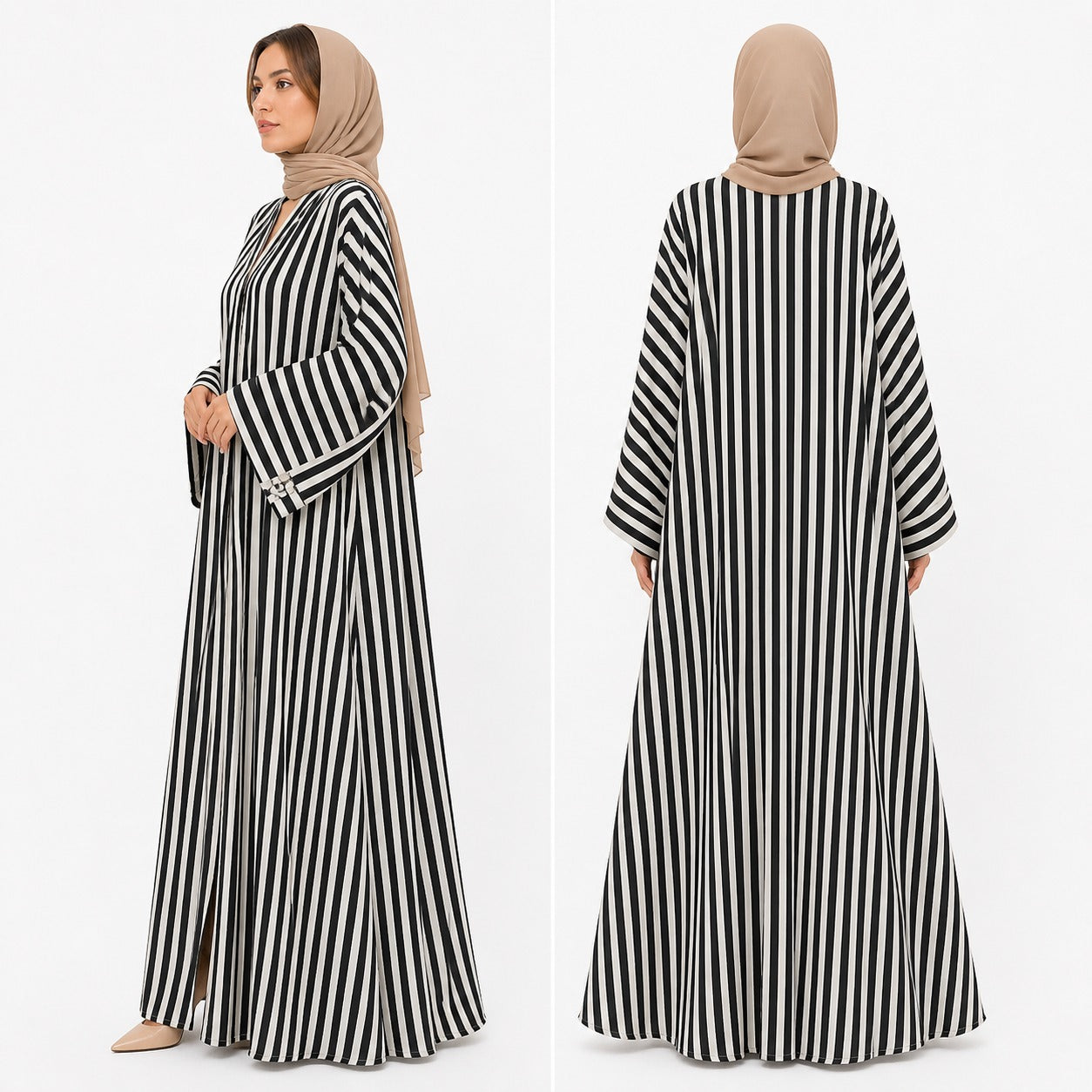 The Monochrome Stripe Abaya