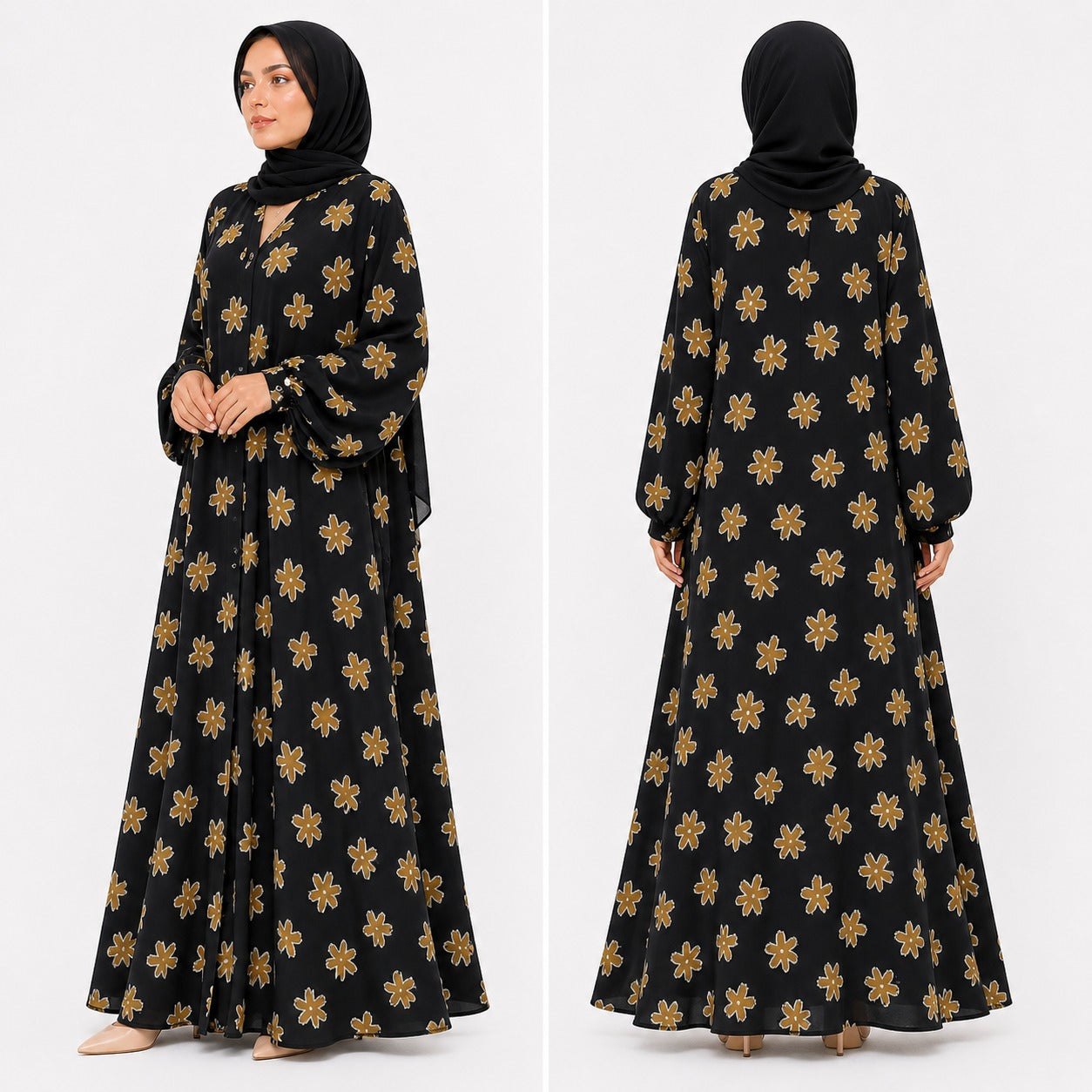 Midnight Blossom Abaya 🌸