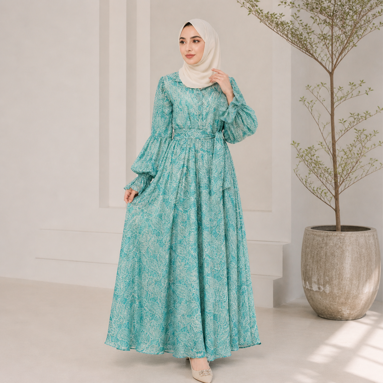 The Teal Floral Enchantment Maxi