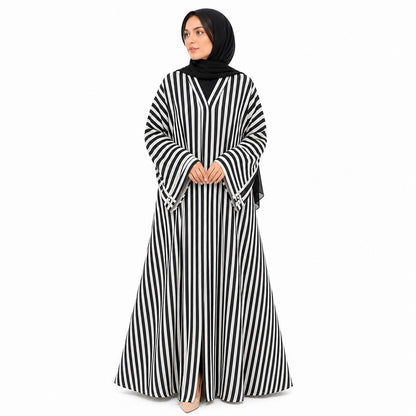 The Monochrome Stripe Abaya