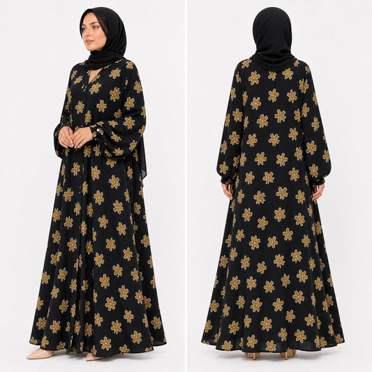 Midnight Blossom Abaya 🌸